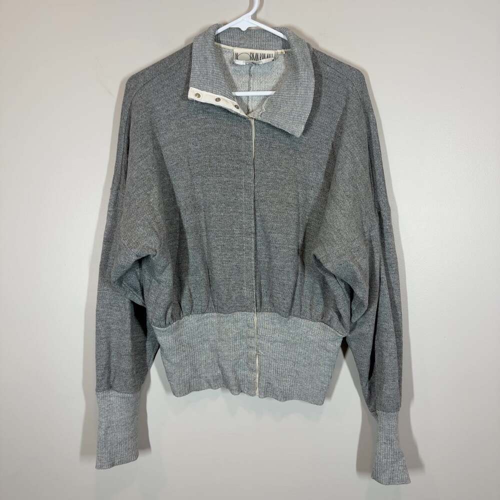 Vintage Norma Kamali Snap Front Pullover Jacket Grey Women's Size Large